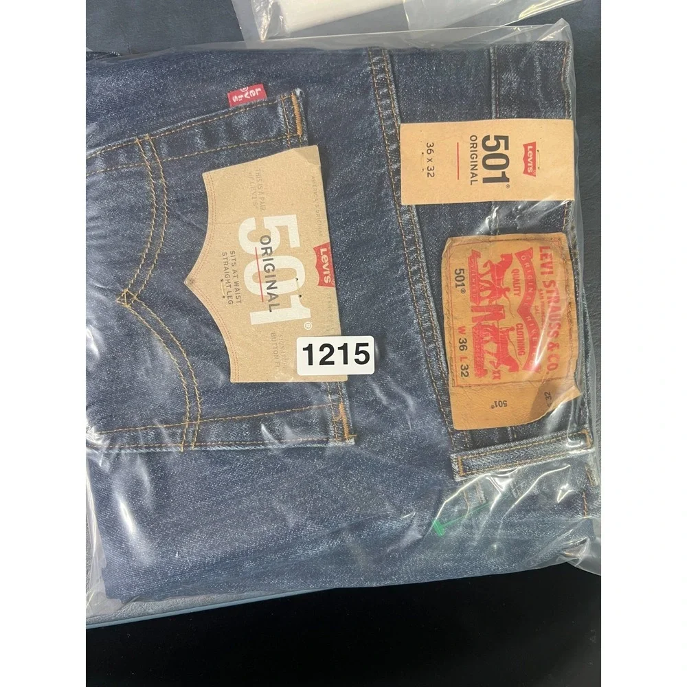 NWT Levis 501 Original Button Fly Jeans 36x32 Dark Wash Style Classic Straight